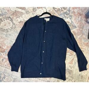 Eddi Bauer Cardigan Button Navy Blue 100% Cashmere Cardigan, Sz 2XL XXL